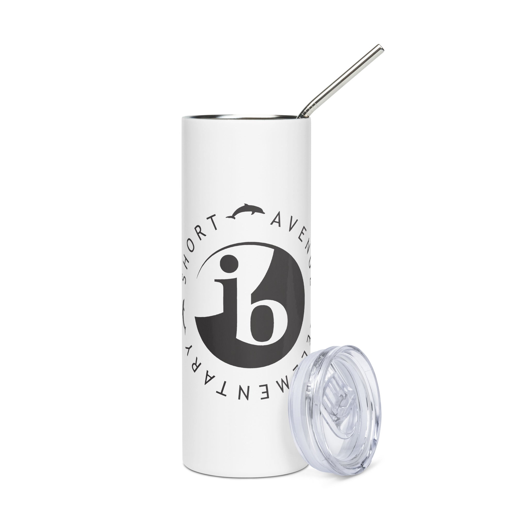 Short Ave IB Logo Stainless Steel Tumbler with Straw